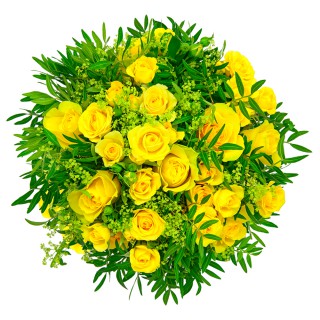 Букет из желтых роз и солидаго №2